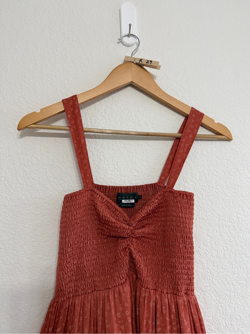 Hatch Maternity Coral smocked Midi Dress - Picture 9 of 15